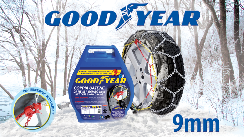 Size 065 9 mm car passenger snow chains TUV and ONORM approved Goodyear 77911 G9 